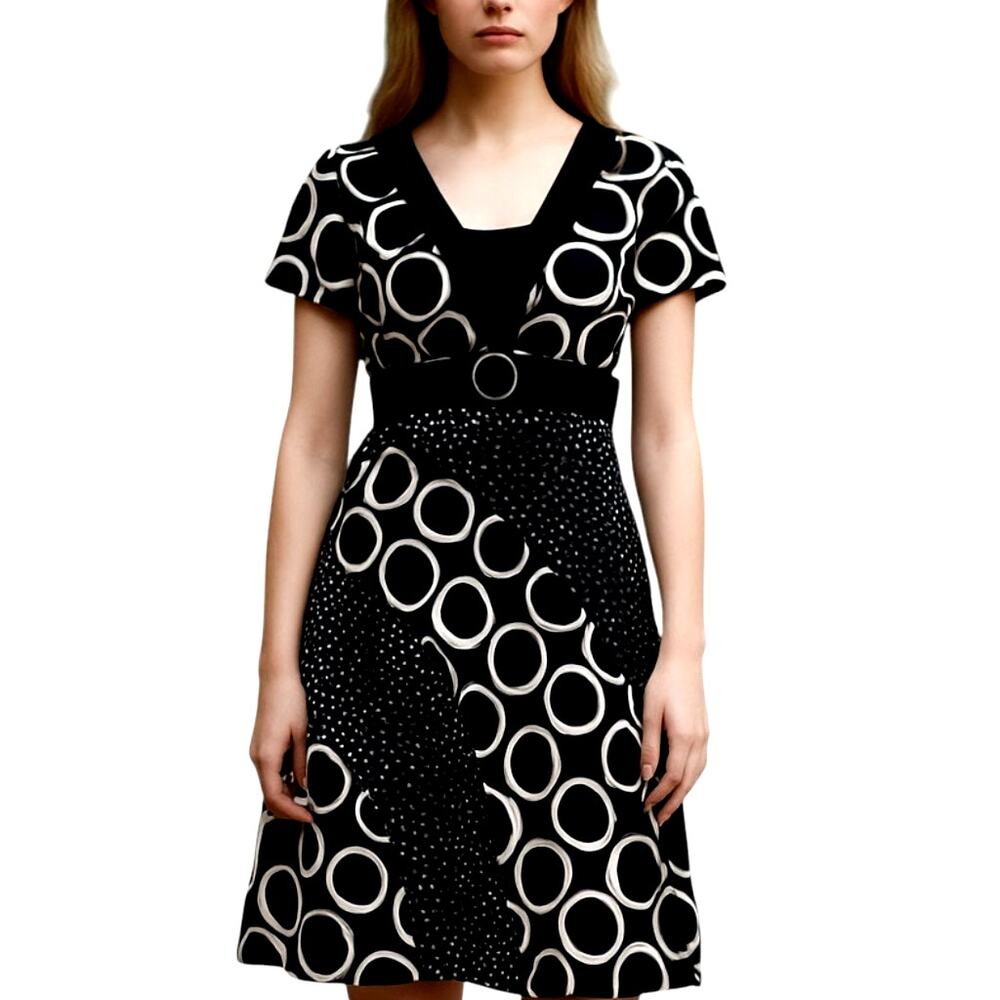 Disorderly Kids 8 Girl 's Black White Short Sleeve Knee Length Dress Children's